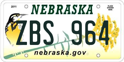 NE license plate ZBS964