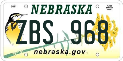 NE license plate ZBS968