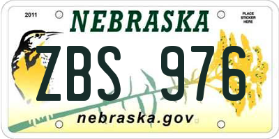 NE license plate ZBS976