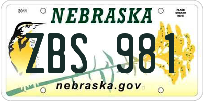 NE license plate ZBS981