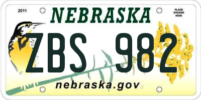 NE license plate ZBS982