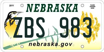 NE license plate ZBS983