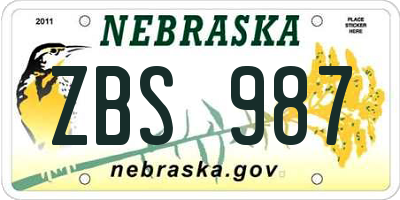 NE license plate ZBS987