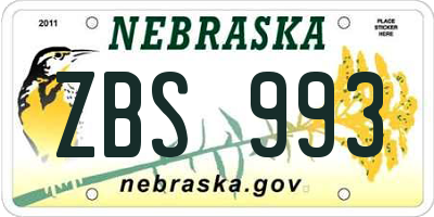 NE license plate ZBS993