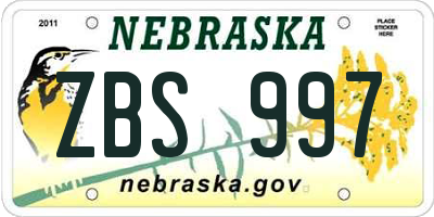 NE license plate ZBS997