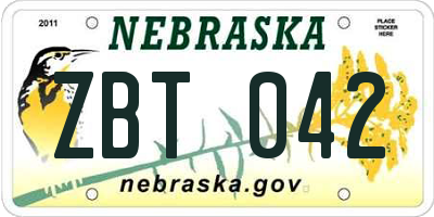 NE license plate ZBT042