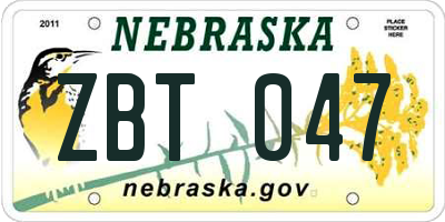 NE license plate ZBT047