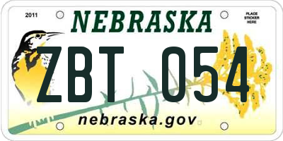 NE license plate ZBT054