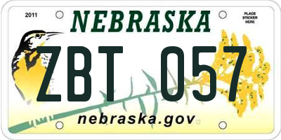 NE license plate ZBT057