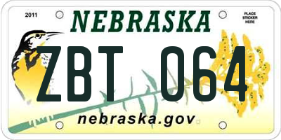 NE license plate ZBT064