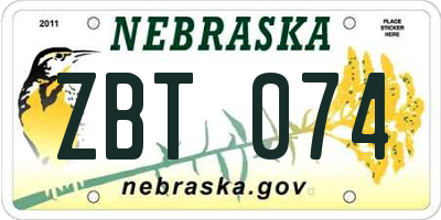 NE license plate ZBT074