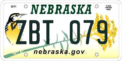 NE license plate ZBT079