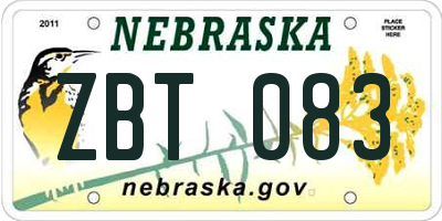 NE license plate ZBT083