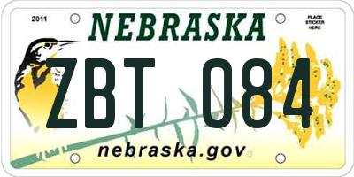 NE license plate ZBT084