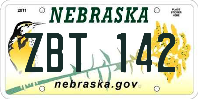 NE license plate ZBT142