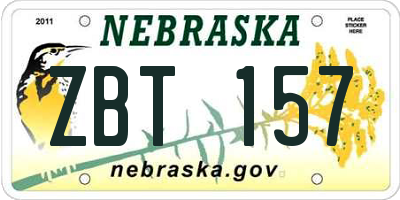 NE license plate ZBT157