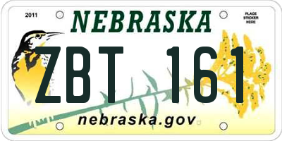 NE license plate ZBT161