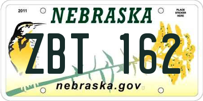 NE license plate ZBT162