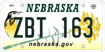 NE license plate ZBT163
