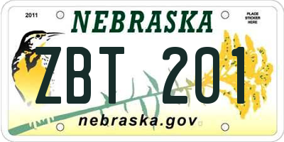 NE license plate ZBT201