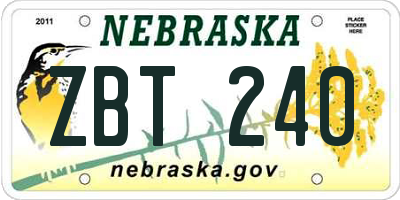 NE license plate ZBT240