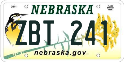 NE license plate ZBT241