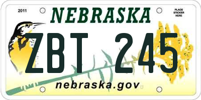 NE license plate ZBT245