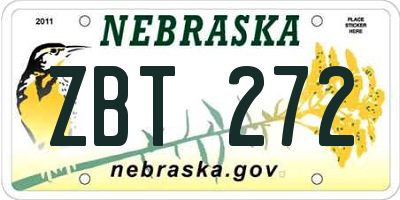 NE license plate ZBT272
