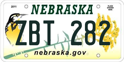 NE license plate ZBT282