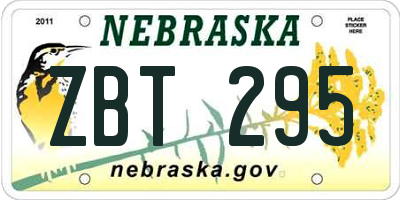 NE license plate ZBT295