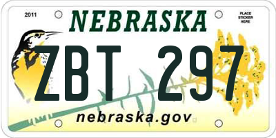 NE license plate ZBT297