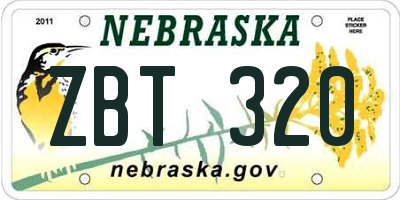 NE license plate ZBT320