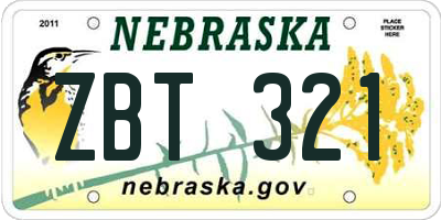 NE license plate ZBT321