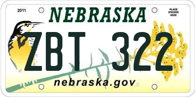 NE license plate ZBT322