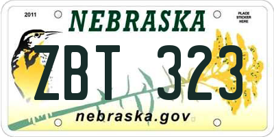 NE license plate ZBT323