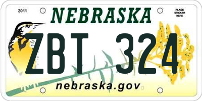 NE license plate ZBT324