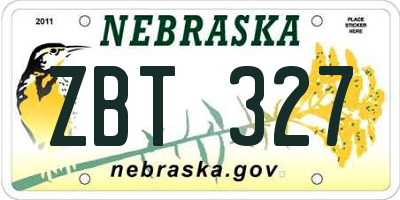 NE license plate ZBT327