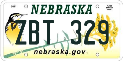 NE license plate ZBT329