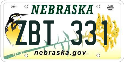 NE license plate ZBT331