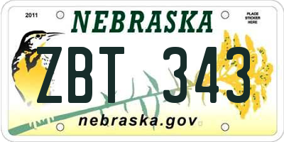NE license plate ZBT343