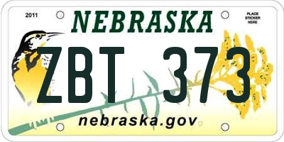 NE license plate ZBT373