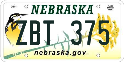 NE license plate ZBT375