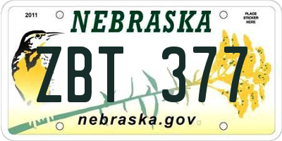 NE license plate ZBT377