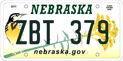 NE license plate ZBT379
