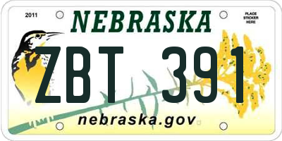 NE license plate ZBT391