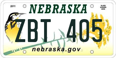 NE license plate ZBT405