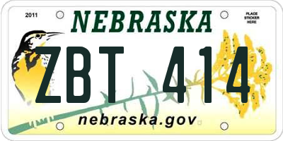 NE license plate ZBT414