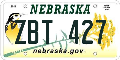 NE license plate ZBT427
