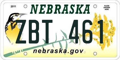 NE license plate ZBT461