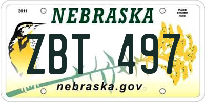 NE license plate ZBT497